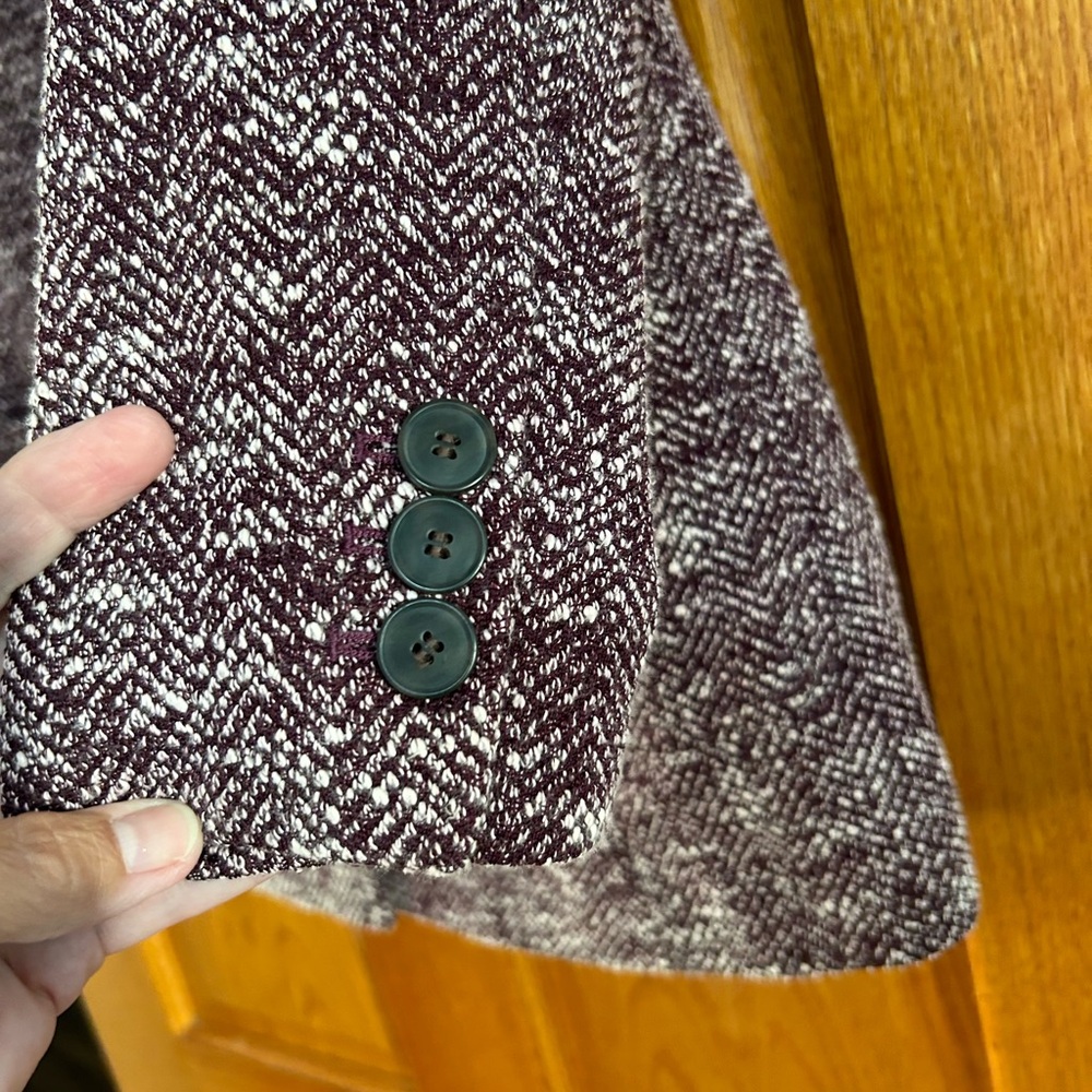 Talbots Tweed Double Button Jacket Color: Eggplan… - image 2